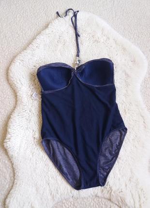 Суцільний купальник бандо  з люрексовою ниткою9 фото