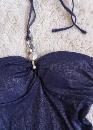 Суцільний купальник бандо  з люрексовою ниткою5 фото