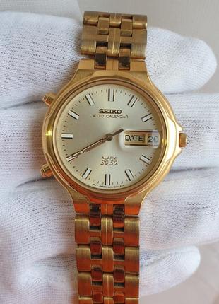 Чоловічий годинник часы seiko sq50 auto calendar alarm chronograph 37.5mm