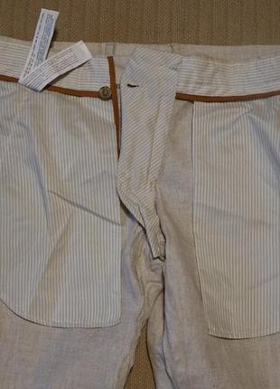 Легкие летние неформальные льняные брюки цвета слоновой кости zara man испания 31 р7 фото