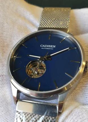 Чоловічий годинник часы cadisen automatic blue open heart 41mm sapphire новий