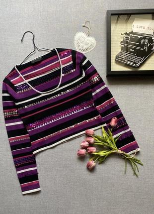 Karen millen, кофта, пуловер, джемпер, диско, полосатая, с пайетками, с люрексом, ретро,