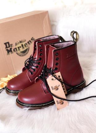 Dr.martens jadon шкіряні зимові черевики в бордовому кольорі /осінь/зима/весна😍