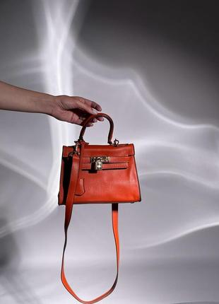 👜женская сумка hermès kèlly bag mini orange7 фото