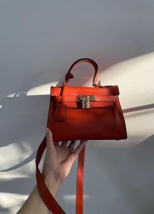 👜жіноча сумка hermès kèlly bag mini orange4 фото