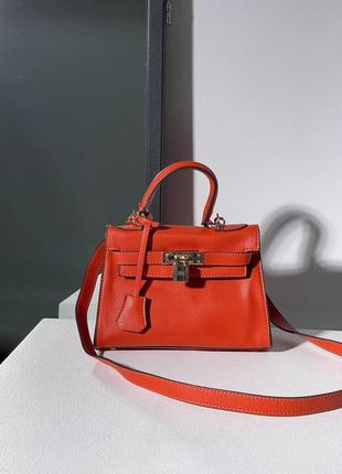 👜жіноча сумка hermès kèlly bag mini orange3 фото