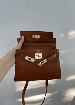 👜 hermès kèlly bag mini brown женская сумка5 фото