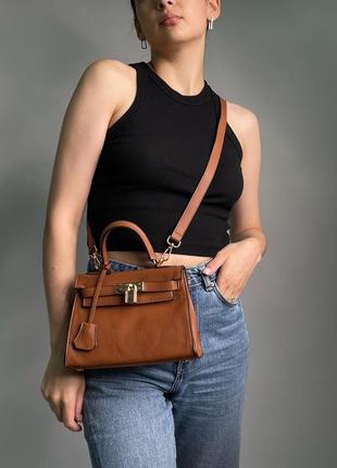 👜 hermès kèlly bag mini brown женская сумка8 фото