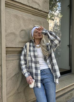 Рубашка в клетку лен