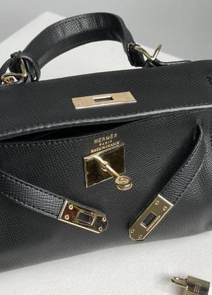 Женская сумка 👜 hermès kèlly bag mini black4 фото