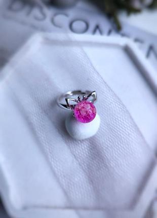 Кольцо с натуральным цветком гипсофилы в ювелирной смоле