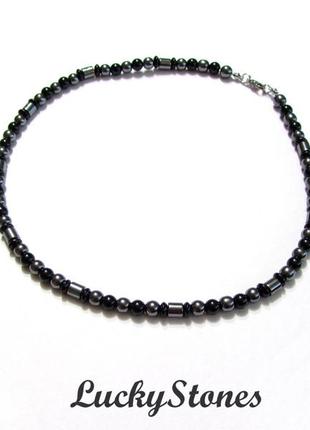 Мужской чокер, ожерелье из гематита и черного оникса.2 фото