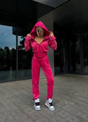 Рожевий велюровий спортивний костюм двійка