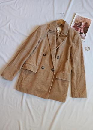 Удлиненный вельветовый двубортный пиджак5 фото