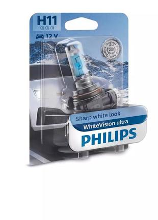 Галогенова лампа philips 12362wvub1 h11 55 w 12 v pgj19-2 whitevision ultra +60% 4000k b1