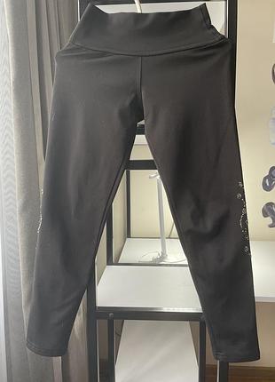 Штани лосини брюки для дівчинки 8-10 років шкільні штани для дівчинки 8-10 років чорні штани з широким поясом