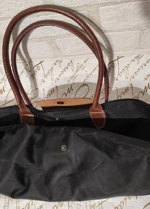 Объемная текстильная сумка, шоппер с кожаными ручками6 фото