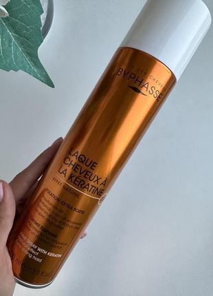 Лак для волосся byphasse keratin natural effect extra strong hair spray