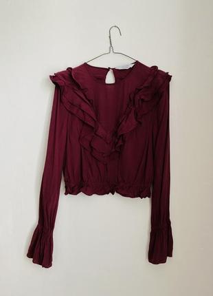 Бордовая блуза с рюшами & other stories