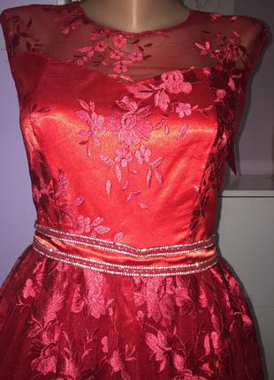 Платье красное гипюровое коктейльное2 фото