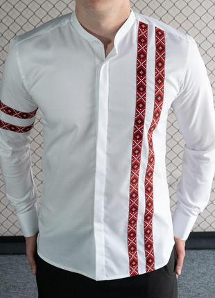Мужская рубашка белая с украинским орнаментом