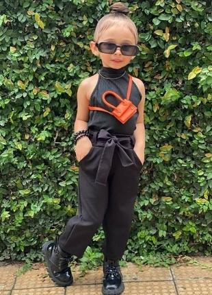 Стильный комплект для девочки брюки и блуза школьный костюм