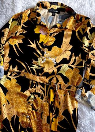 Стильное сатиновое платье parisian цветочный принт3 фото