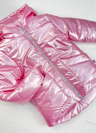 Рожева демісезонна куртка для дівчаток на флісі