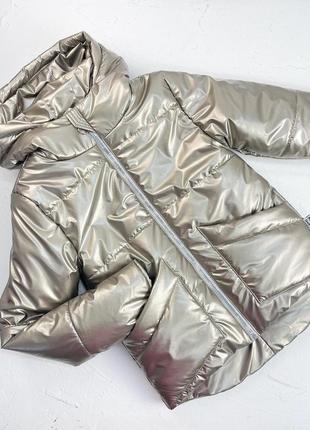 Демісезонна куртка бронзова для дівчаток на флісі осінь весна