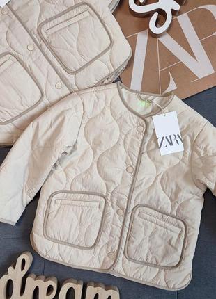 Куртка детская zara 92 см молочная осенняя для девочек стильная бежевая1 фото