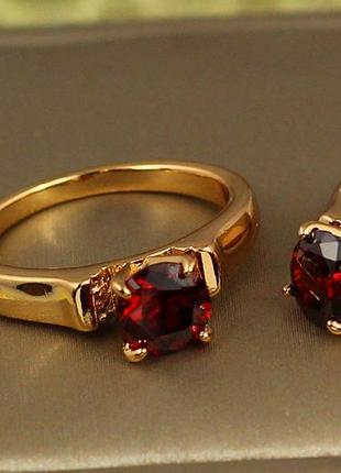 Кільце xuping jewelry червоний фіаніт на високих ніжках р 16 золотисте2 фото