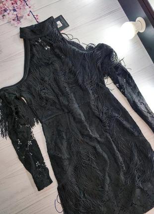 !!sale!! 💣чорна сукня з  мереживом та китицями від plt2 фото