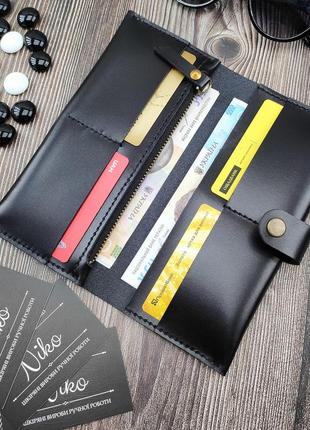 Стайліш. гаманець із натуральної шкіри. жіночий гаманець на кнопці. гаманець чорного кольору.