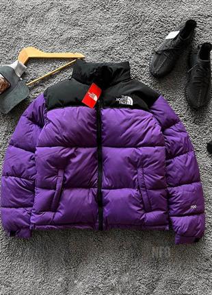 Мужской унисекс пуховик The North Face в фиолетовом качественном материале, стильный и удобный пуховик на каждый день