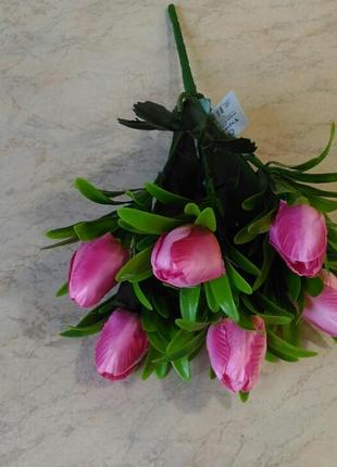 Букет тюльпанів 7 голів яскраво-рожевий