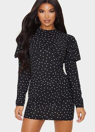 Плаття/чорне/горох/pretty little thing. 2