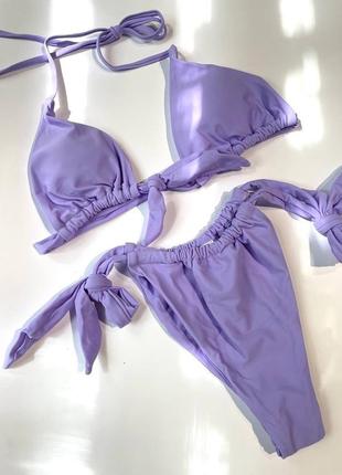 Купальник бикини фиолетовый с бантами женский раздельный4 фото