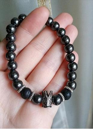 Браслет камінь гематит чорний чорний шарм