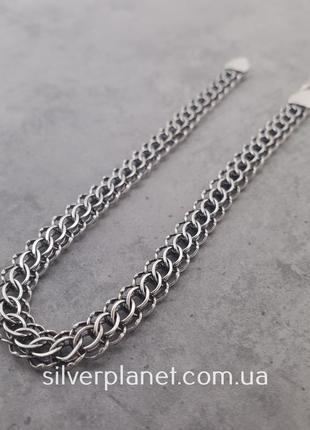 Чоловічий срібний браслет пітон (венеція). тонкий браслет на руку срібло 9257 фото