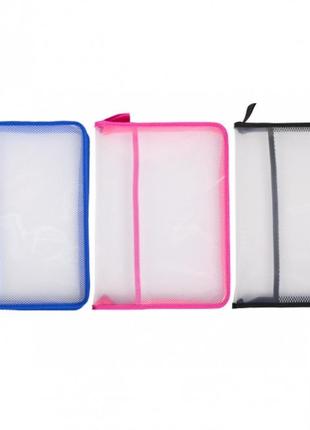 Папка а4 на змійці 305-з сіточкою прозора 3 кольори knz