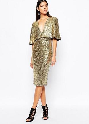 Ликвидация товара ‼️🔥 роскошное вечернее платье , декорированное золотыми пайетками1 фото