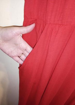 Натуральное,трикотажное,красное платье с карманами,большого размера,h&m4 фото