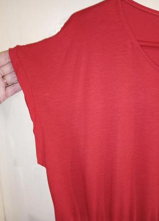 Натуральное,трикотажное,красное платье с карманами,большого размера,h&m7 фото
