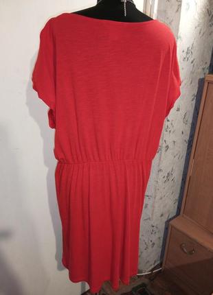 Натуральное,трикотажное,красное платье с карманами,большого размера,h&m3 фото