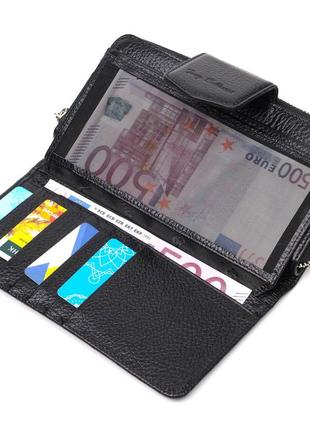 Шкіряний жіночий гаманець із блоком для карток і документів tony bellucci 21955 чорний4 фото