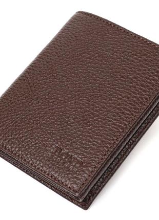 Компактний чоловічий гаманець із натуральної зернистої шкіри без застібки bond 21989 коричневий