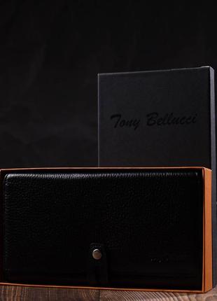 Місткий клатч із двома блоками для кредитних карток із натуральної шкіри tony bellucci 21984 чорний9 фото