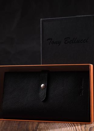 Жіночий тонкий гаманець із натуральної шкіри tony bellucci 22036 чорний8 фото