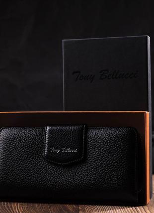 Шкіряний жіночий гаманець із блоком для карток і документів tony bellucci 21955 чорний9 фото
