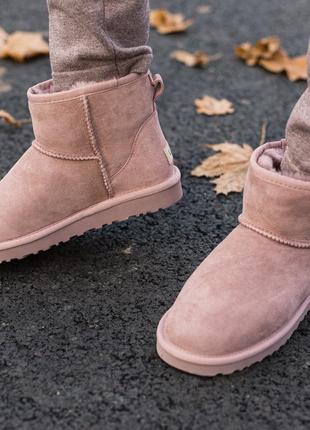 Женские зимние угги/уги с мехом, жіночі зимові угі❄️ugg classic 2 mini boot pink❄️